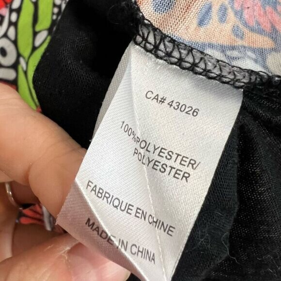 Oze Women’s Medium Psychedelic Bohemian Art to Wear Mini 3/4 Sleeve Dress Black - Picture 10 of 14